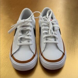 Nike White and Brown Kids Sneakers
